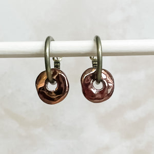Copper Ceramic Wafer Hoop Earrings