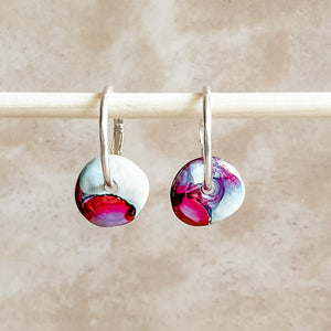 Hydrangea Ceramic Wafer Hoop Earrings