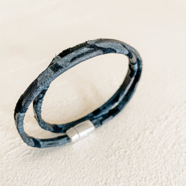 Light Camo Print 2X Skinny Wrap Bracelet