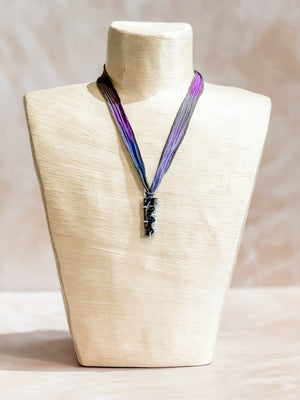 Amethyst Geode Silk Adjustable Necklace No.1