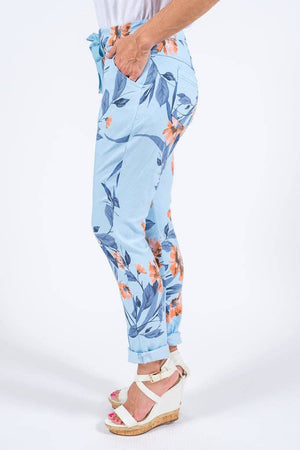 Roseann Floral Print Pant | Sky Blue