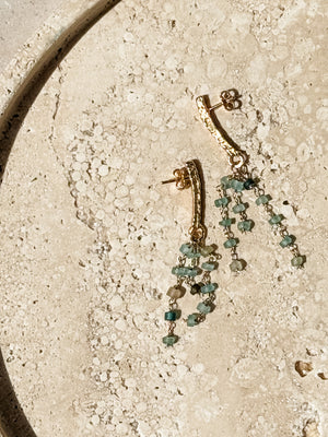 Roman Glass Chain Drop Earring | Gold