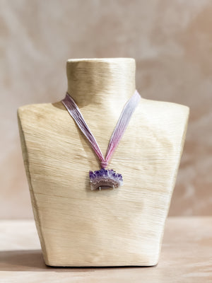 Amethyst Geode Silk Adjustable Necklace No.3
