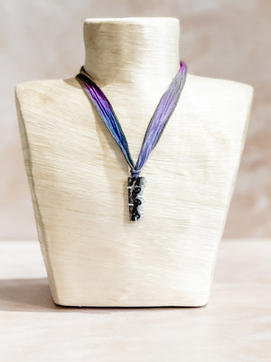 Amethyst Geode Silk Adjustable Necklace No.1