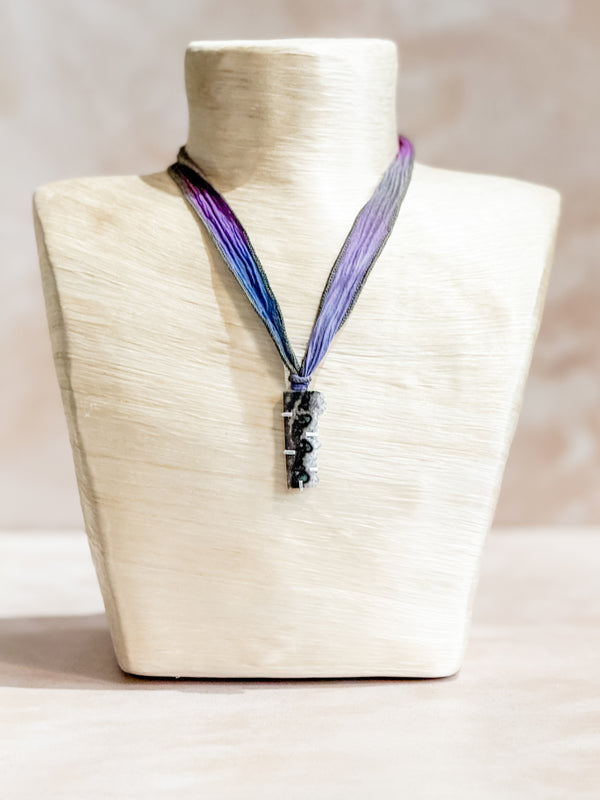 Amethyst Geode Silk Adjustable Necklace No.1