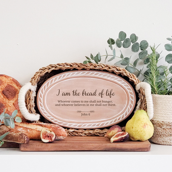 Handmade Bread Warmer & Wicker Basket - Bible Oval : Design 2