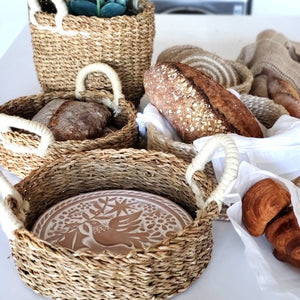 Handmade Bread Warmer & Wicker Basket - Bird Oval