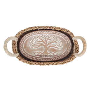 Handmade Bread Warmer & Wicker Basket - Tree of Life Oval