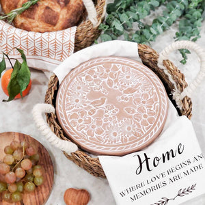 Handmade Bread Warmer & Wicker Basket - Garden Round