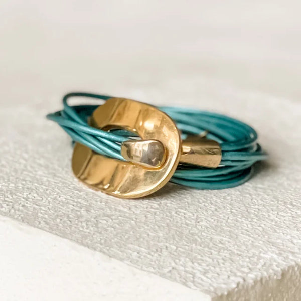 Playing Hooky Bracelet | Metallic Teal | Gold