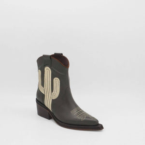 Oasis Western Cowboy Women's Booties in Olive Leather: Olive / Leather / 38  (US 7 / 7.5)