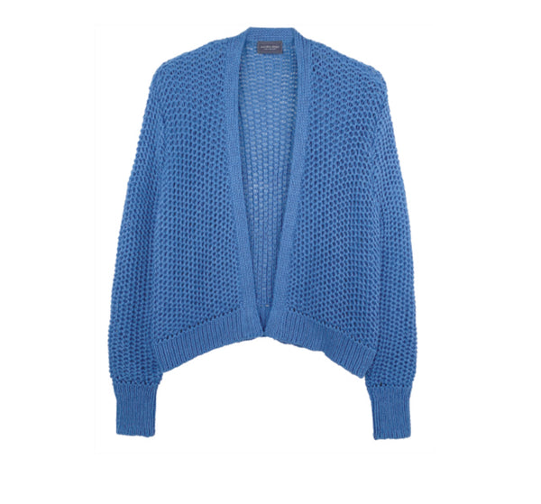 Maura Cropped Chunky Cardi | Cornish Blue