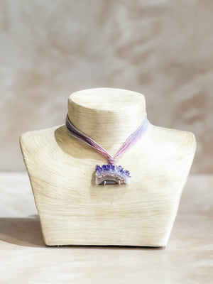 Amethyst Geode Silk Adjustable Necklace No.3