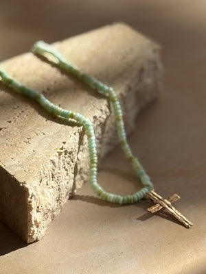Cross Necklace | Ethiopian Opal & Brass