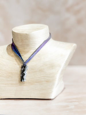 Amethyst Geode Silk Adjustable Necklace No.1