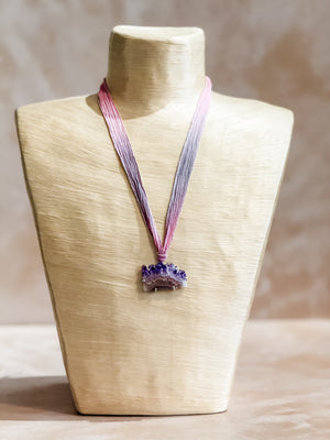 Amethyst Geode Silk Adjustable Necklace No.3