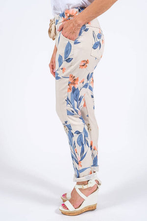 Roseann Floral Print Pant | Beige