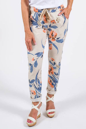 Roseann Floral Print Pant | Beige