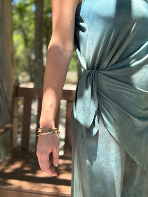 Foxy Asymmetrical V Tank | Hand Dyed Blue