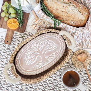 Handmade Bread Warmer & Wicker Basket - Tree of Life Oval
