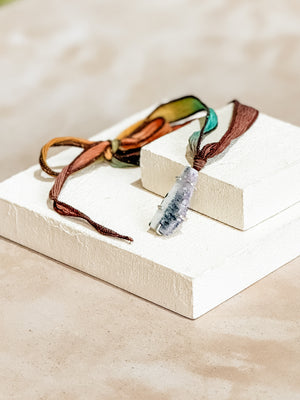 Amethyst Geode Silk Adjustable Necklace No.4