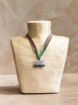 Amethyst Geode Silk Adjustable Necklace No.5