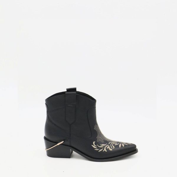 Joy western cowboy booties in black leather women's shoes: Black / 40  (US 9 / 9.5)