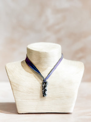 Amethyst Geode Silk Adjustable Necklace No.1