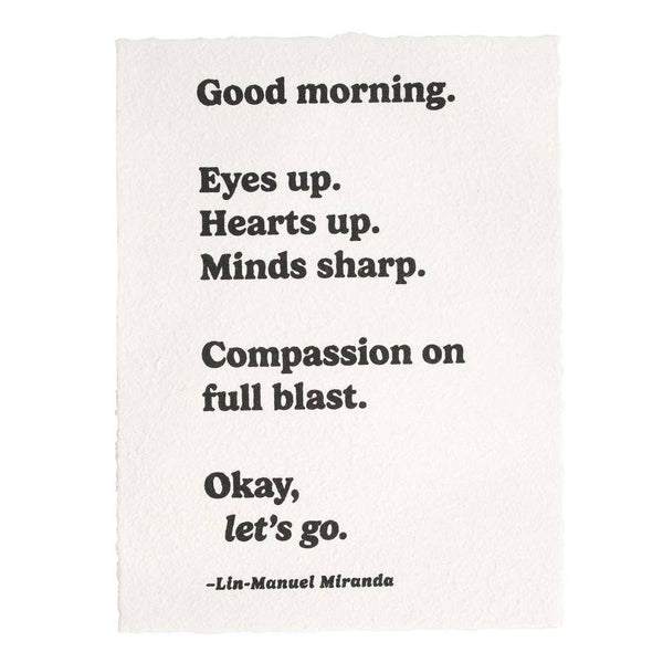 Good Morning (Lin-Manuel Miranda) Handmade Paper Print - 12"x16"