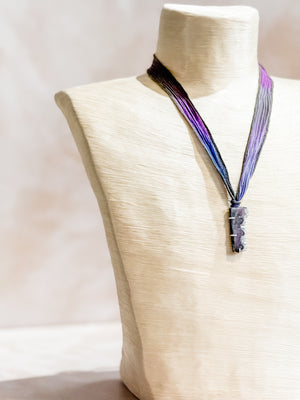 Amethyst Geode Silk Adjustable Necklace No.1