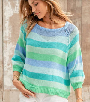 Venezia Striped Raglan | Beach Sky
