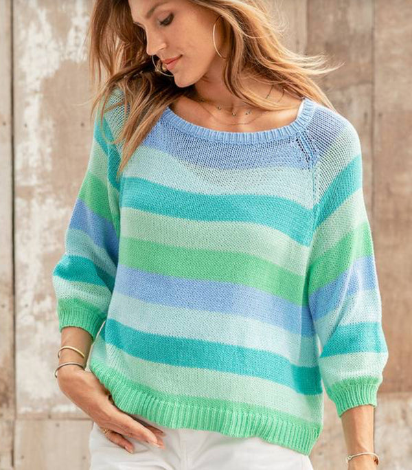 Venezia Striped Raglan | Beach Sky