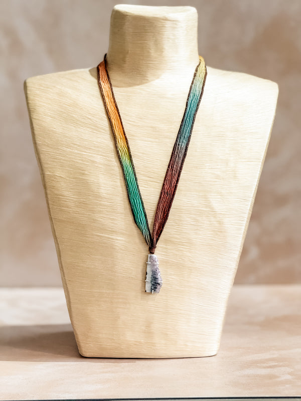 Amethyst Geode Silk Adjustable Necklace No.4