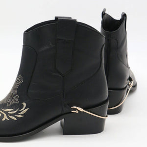 Joy western cowboy booties in black leather women's shoes: Black / 40  (US 9 / 9.5)