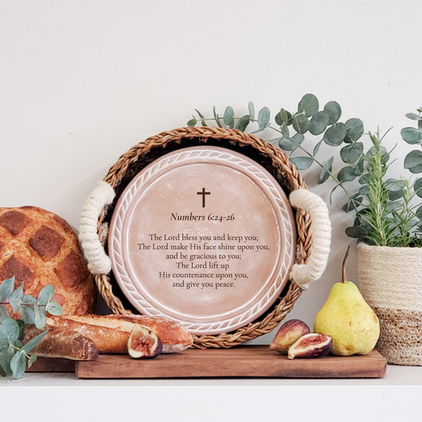 Handmade Bread Warmer & Wicker Basket - Bible Round: Design 2