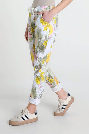 Collins Starfruit Stretch Tie Waist Pant | White | One Size