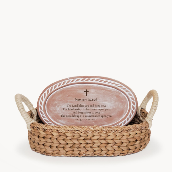 Handmade Bread Warmer & Wicker Basket - Bible Oval : Design 2