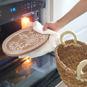 Handmade Bread Warmer & Wicker Basket - Bird Oval
