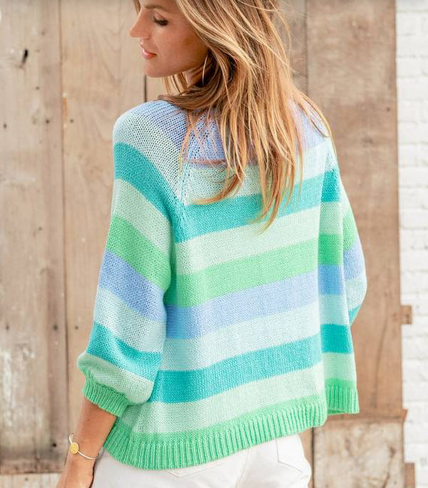 Venezia Striped Raglan | Beach Sky