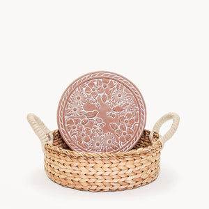Handmade Bread Warmer & Wicker Basket - Garden Round