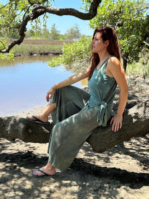 Gia Gaucho Flare Pant | Hand Dyed Blue