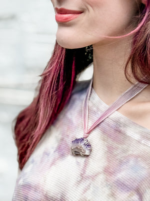 Amethyst Geode Silk Adjustable Necklace No.3