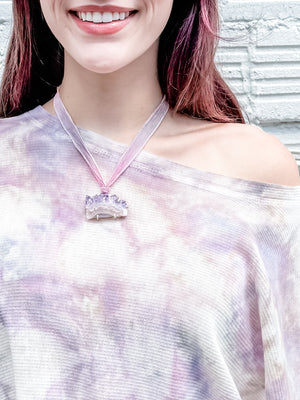 Amethyst Geode Silk Adjustable Necklace No.3