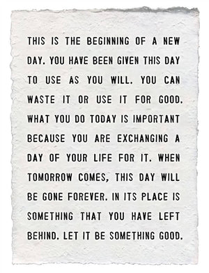 Handmade Paper Print - This is the Beginning - 12"x16