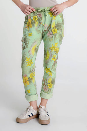 Collins Starfruit Stretch Tie Waist Pant (PL160Z): 303 Army / One Size