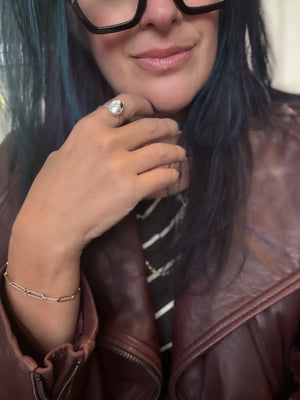 Adjustable White Buffalo Stone w/Bronze Matrix Ring No.9