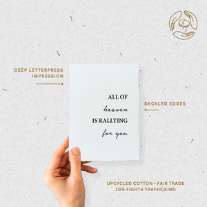 All Of Heaven Is Rallying For You | Religious Card: Flat A2 Greeting Card. Blank on Back.
