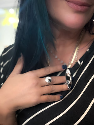 Adjustable White Buffalo Stone w/Bronze Matrix Ring No.8