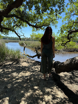 Gia Gaucho Flare Pant | Hand Dyed Blue