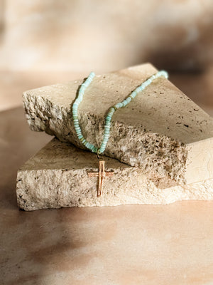 Cross Necklace | Ethiopian Opal & Brass